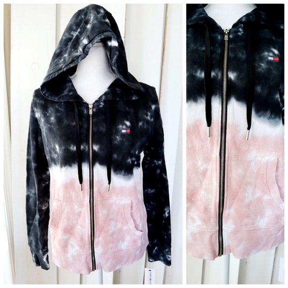 Tommy Hilfiger Black & Pink Tie-Dyed Hoodie - Picture 8 of 8